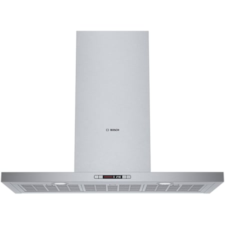 Bosch 500 Series 170 - 600 CFM 36 Inch Wide Wall Mounted Range Hood with 4 Speeds and LCD Display Stainless Steel