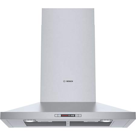 Bosch 300 Series 120 - 300 CFM 30 Inch Wide Wall Mounted Range Hood with 3 Speeds and LCD Display Stainless Steel