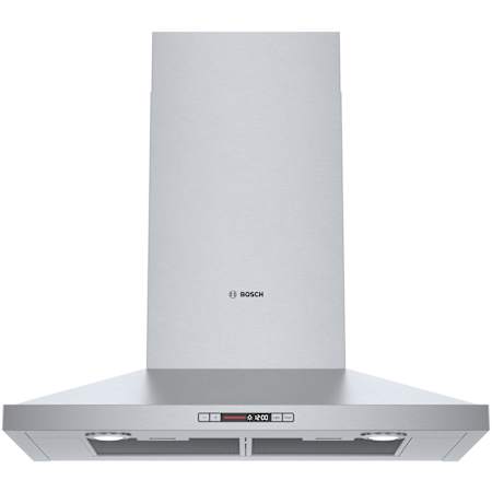 Bosch 300 Series 120 - 300 CFM 30 Inch Wide Wall Mounted Range Hood with 3 Speeds and LCD Display Stainless Steel