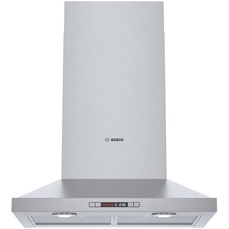 Bosch 300 Series 120 - 300 CFM 24 Inch Wide Wall Mounted Range Hood with 3 Speeds and Dishwasher Safe Filters Stainless Steel
