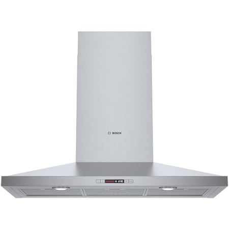 Bosch 300 Series 120 - 300 CFM 36 Inch Wide Wall Mounted Range Hood with 3 Speeds and Dishwasher Safe Filters Stainless Steel