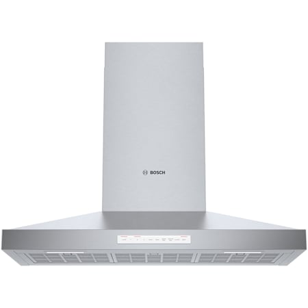 Bosch 500 Series 180 - 600 CFM 36 Inch Wide Wall Mounted Range Hood with LCD Display and Dishwasher Safe Filters Stainless Steel