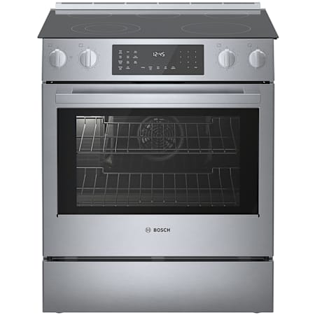 Bosch 800 Series 30 Inch Wide 4.6 Cu. Ft. Slide In Electric Range with Convection Pro and Self Clean Cycle Stainless Steel