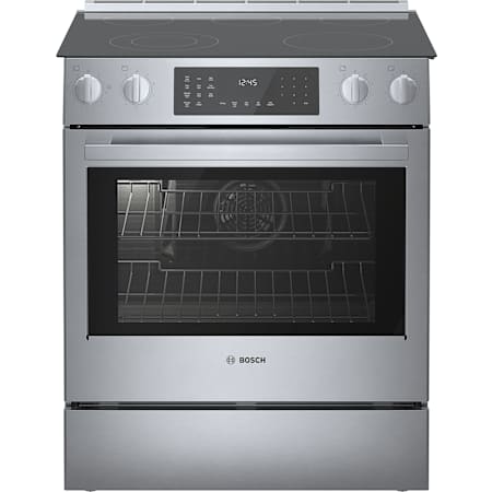 Bosch 800 Series 32 Inch Wide 4.6 Cu. Ft. Slide In Electric Range with Convection Pro and Self Clean Cycle Stainless Steel