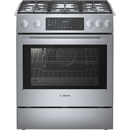 Bosch Benchmark® 32 Inch Wide 4.8 Cu. Ft. Slide In Gas Range with Combi Zone and QuietClose Stainless Steel