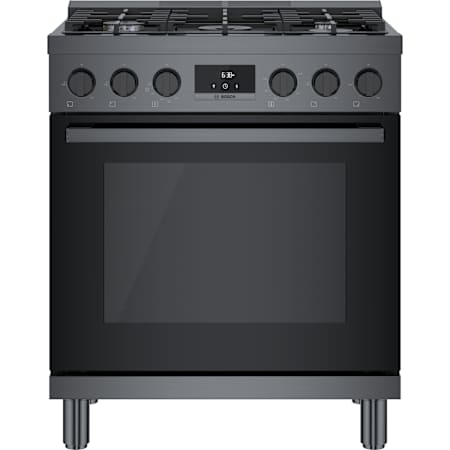Bosch 800 Series 30 Inch Wide 3.6 Cu. Ft. Free Standing Gas Range with Convection Bake and QuietClose Black Stainless Steel