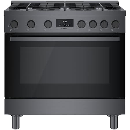 Bosch 800 Series 36 Inch Wide 3.4 Cu. Ft. Free Standing Gas Range with Continuous Grates and QuietClose Black Stainless Steel