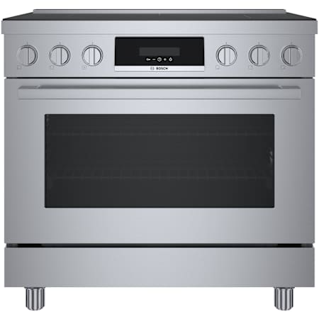 Bosch 800 Series 36 Inch Wide 3.7 Cu. Ft. Free Standing Induction Range with Combi Zone and QuietClose Stainless Steel