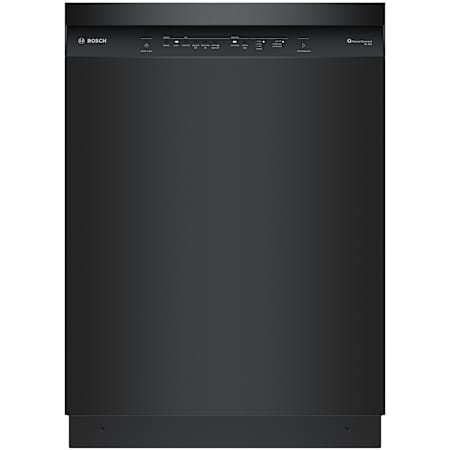 Bosch 100 Series 24 Inch Wide 12 Place Setting Built-In Fingerprint Resistant Front Control Dishwasher with PureDry and PrecisionWash Black