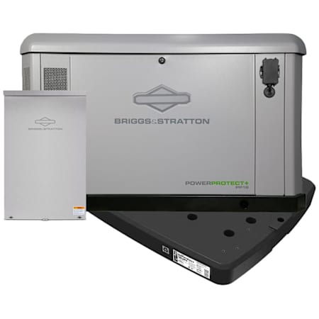Briggs And Stratton PowerProtect+ 22kW (120/240 V) Single Phase Multi-Fuel Air Cooled Standby Generator with 200A Transfer Switch and Pad N/A