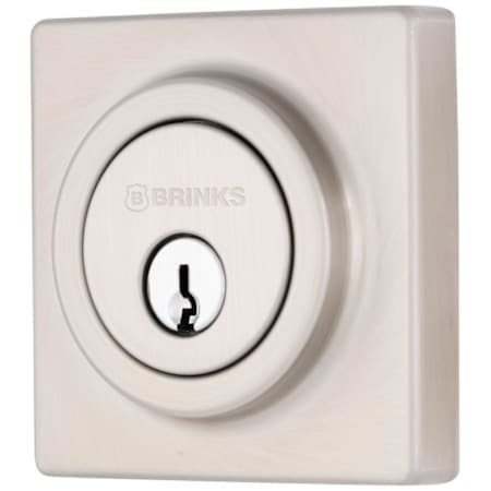 Brinks Mendocino Single Cylinder Keyed Entry Deadbolt from the Contemporary Collection Satin Nickel