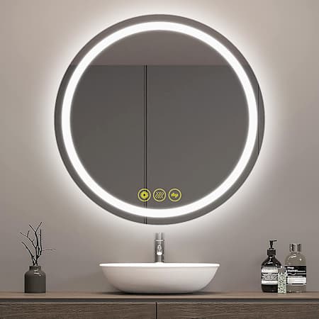 Brio Lighting Hayden 32" Diameter Contemporary Circular Aluminum Frameless Bathroom Wall Mirror with LED Lighting N/A