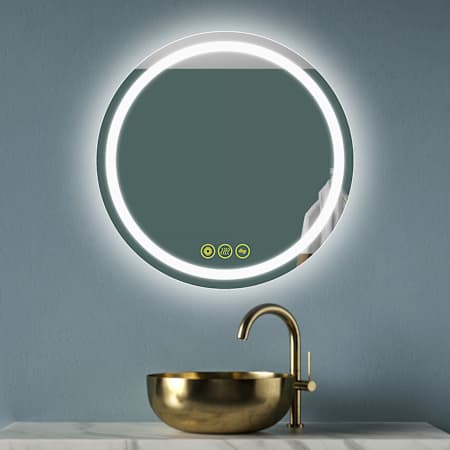 Brio Lighting Hayden 24" Diameter Contemporary Circular Aluminum Frameless Bathroom Wall Mirror with LED Lighting N/A
