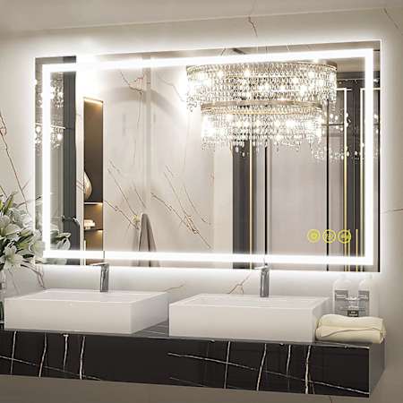 Brio Lighting Madelyn 24" W x 40" H Contemporary Rectangular Aluminum Frameless Bathroom Wall Mirror with LED Lighting N/A