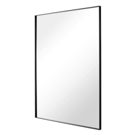 Brio Lighting Brio Reflections 24"W x 40"H Rectangular Flat Aluminum Framed Wall Mounted Bathroom Mirror Black