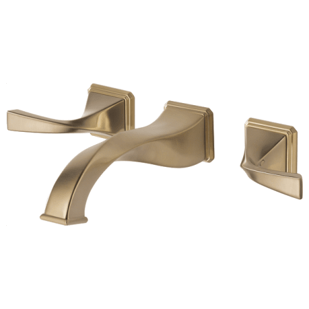Brizo Virage 1.5 GPM Wall Mounted Widespread Bathroom Faucet with Grid Drain - Limited Lifetime Warranty Luxe Gold