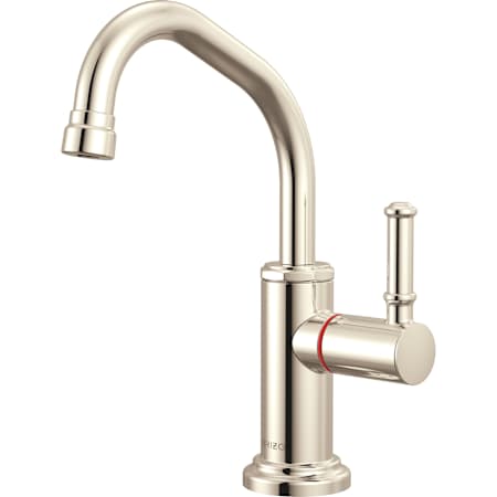 Brizo Faircroft 1 GPM Instant Hot Water Dispenser with Angled Spout and Coin Edge Lever Handle Brilliance Polished Nickel