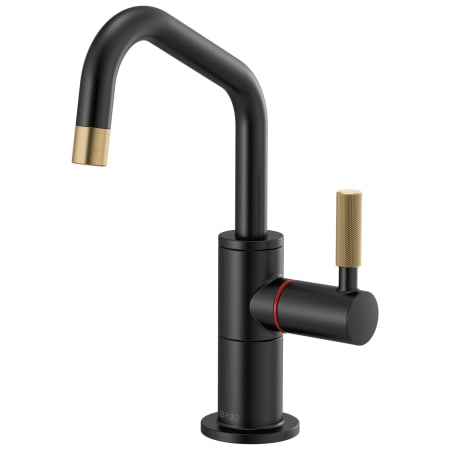 Brizo Litze 1.0 GPM Single Hole Instant Hot Faucet Water Dispenser with Angled Spout - Less Tank Matte Black / Brilliance Luxe Gold