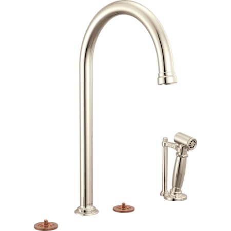 Brizo Faircroft 1.8 GPM Widespread Kitchen Faucet with Arc Spout and Side Spray - Less Handle Brilliance Polished Nickel