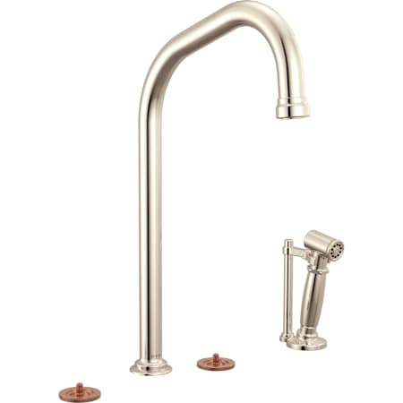 Brizo Faircroft 1.8 GPM Widespread Kitchen Faucet with Angled Spout and Side Spray - Less Handle Brilliance Polished Nickel