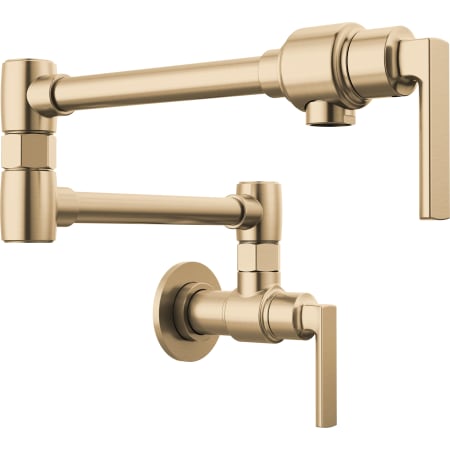 Brizo Kintsu 4 GPM Wall Mounted Single Hole Pot Filler with Lever Handle Lumicoat Luxe Gold