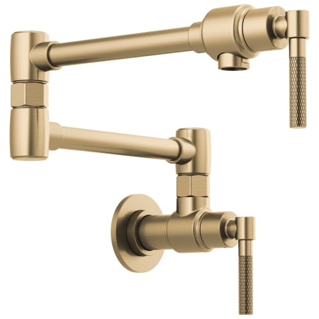 Brizo Litze 4 GPM Wall Mounted Double Handle Pot Filler with Knurled Handles - Limited Lifetime Warranty Luxe Gold