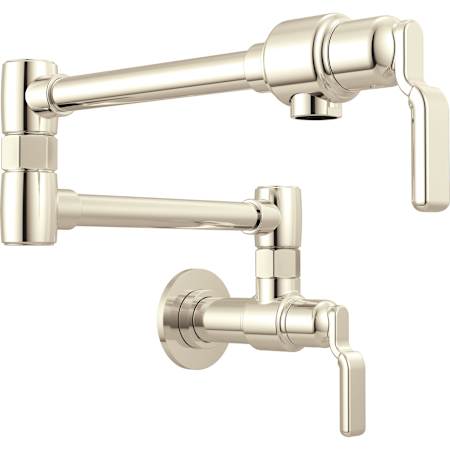 Brizo Faircroft 4 GPM Wall Mounted Single Hole Pot Filler with Industrial Lever Handles Brilliance Polished Nickel