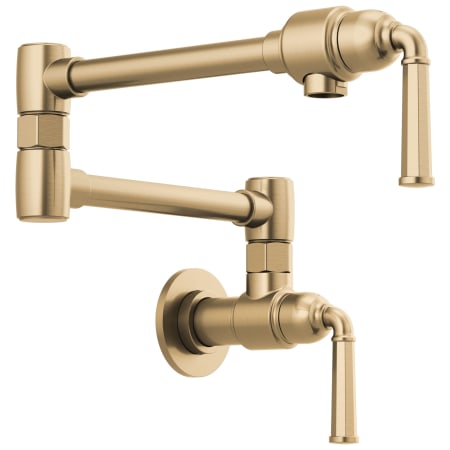 Brizo Rook 4 GPM Wall Mounted Double Handle Pot Filler Faucet with Brass Handles Luxe Gold