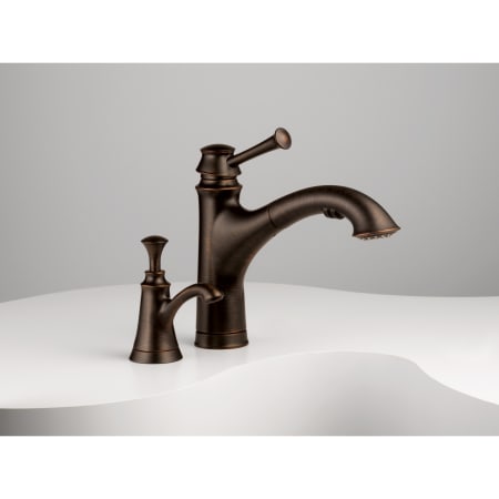 Installed Faucet with Soap Dispenser in Oil Rubbed Bronze