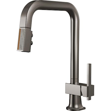 Brizo Frank Lloyd Wright 1.8 GPM Single Hole Pull Down Kitchen Faucet with Square Spout and Wood/Concrete Inlay - Less Handle Brilliance Black Onyx / Wood
