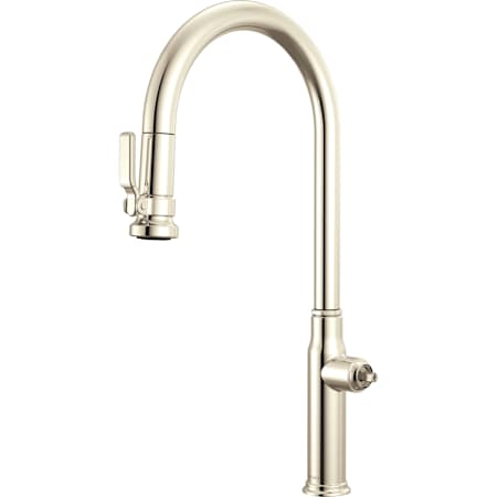 Brizo Faircroft 1.8 GPM Single Hole Pull Down Kitchen Faucet with Arc Spout - Less Handle Brilliance Polished Nickel