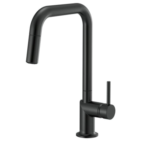 Brizo Odin 1.8 GPM Single Hole Pull Down Kitchen Faucet with Square Spout - Less Handle Matte Black