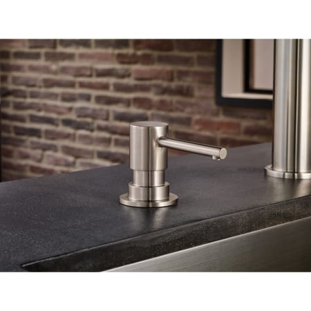 Brizo-63221LF-Close Up of Soap Dispenser in Brilliance Stainless