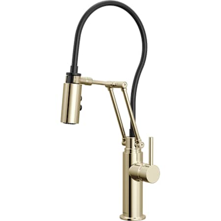 Brizo Odin 1.8 GPM Pre-Rinse Pull-Down Kitchen Faucet with Dual Jointed Articulating Arm and Magnetic Docking Spray Head Brilliance Polished Nickel