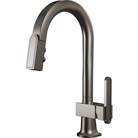 Brizo Frank Lloyd Wright 1.8 GPM Single Hole Pull Down Kitchen Faucet with Arc Spout and Wood Inlay - Less Handle Brilliance Black Onyx