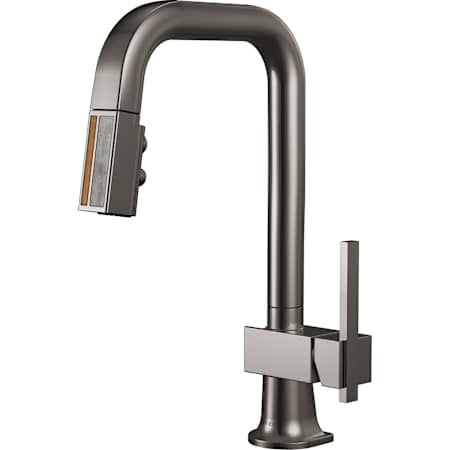 Brizo Frank Lloyd Wright 1.8 GPM Single Hole Pull Down Prep Kitchen Faucet with Square Spout and Wood/Concrete Inlay - Less Handle Brilliance Black Onyx / Wood