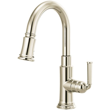 Brizo Rook 1.8 GPM Single Hole Pull Down Prep/Bar Faucet with MagneDock - Limited Lifetime Warranty Brilliance Polished Nickel