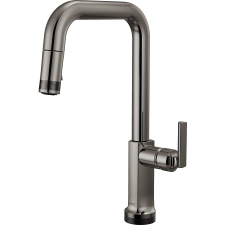Brizo Kintsu 1.8 GPM Single Hole Pull Down Kitchen Faucet with On/Off Touch Activation and Square Spout - Less Handle Lumicoat Black Onyx