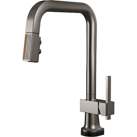 Brizo Frank Lloyd Wright 1.8 GPM Single Hole Smart Touch Pull Down Kitchen Faucet with Square Spout and Wood/Concrete Inlay - Less Handle Brilliance Black Onyx / Wood
