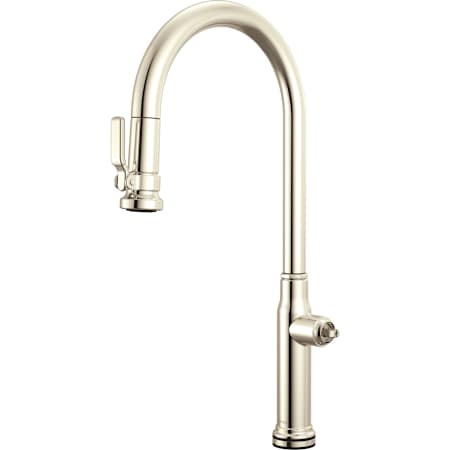 Brizo Faircroft 1.8 GPM Single Hole Pull Down Kitchen Faucet with SmartTouch and Arc Spout - Less Handle Brilliance Polished Nickel