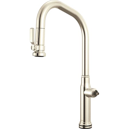 Brizo Faircroft 1.8 GPM Single Hole Pull Down Kitchen Faucet with Smartouch and Angled Spout - Less Handle Brilliance Polished Nickel
