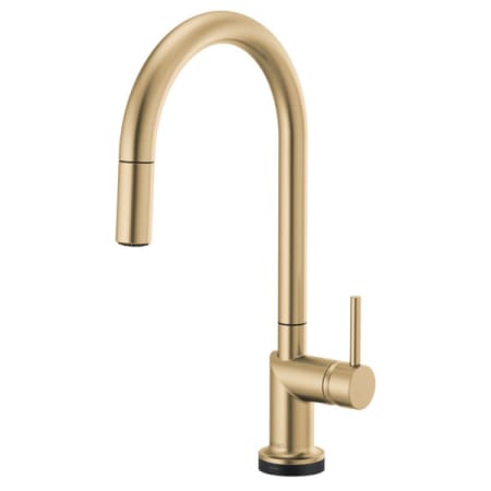 Brizo Odin 1.8 GPM Single Hole SmartTouch Pull Down Kitchen Faucet with On/Off Touch Activation and Arc Spout - Less Handle Luxe Gold