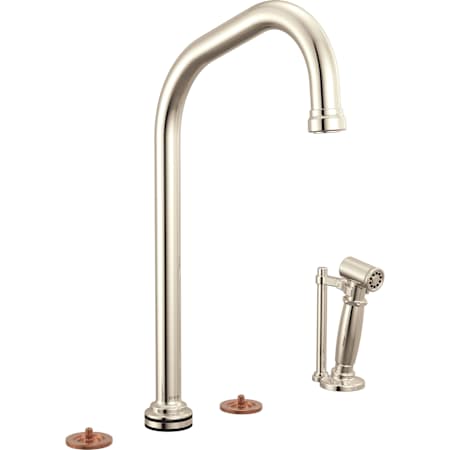 Brizo Faircroft 1.8 GPM Widespread Kitchen Faucet with SmartTouch and Angled Spout - Includes Side Spray - Less Handles Brilliance Polished Nickel