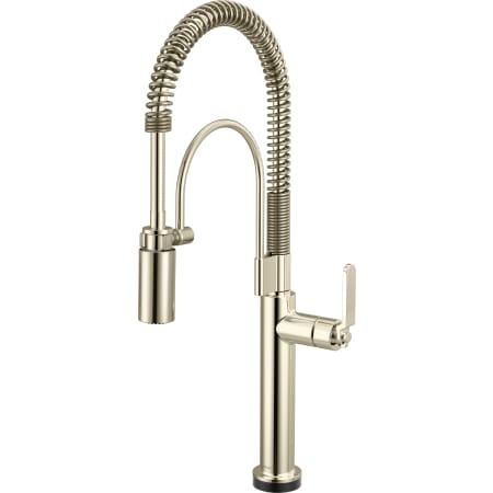 Brizo Litze 1.8 GPM Semi-Professional Kitchen Faucet with On/Off Touch Activation, Two-function Spray Wand and Industrial Handle Brilliance Polished Nickel