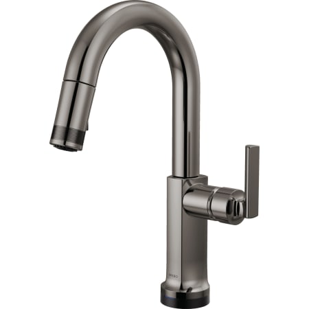 Brizo Kintsu 1.8 GPM Single Hole Pull Down Prep/Bar Faucet with On/Off Touch Activation and Arc Spout - Less Handle Lumicoat Black Onyx