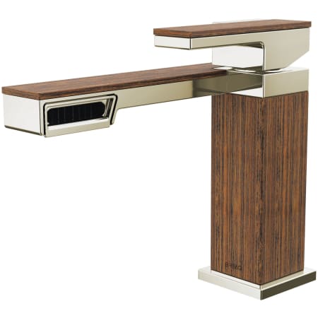 Brizo Frank Lloyd Wright 1.2 GPM Single Hole Bathroom Faucet with Side Spout Laminar Flow - Less Drain Assembly Brilliance Polished Nickel / Teak Wood