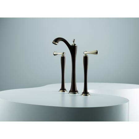 Brizo-65485LF-LHP-Installed Faucet in Cocoa Bronze/Polished Nickel