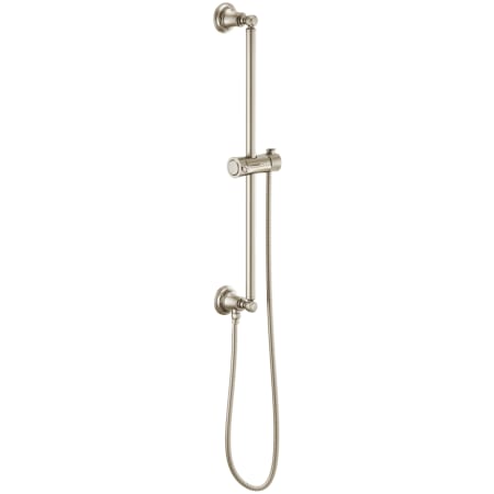 Brizo Essential 28-1/4" Classic Round Slide Bar with Hose and Integrated Wall Supply Brilliance Brushed Nickel