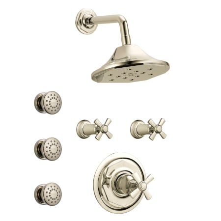 Brizo Sensori Custom Thermostatic Shower System with Showerhead, Volume Controls, and Body Sprays - Valves Included Brilliance Polished Nickel