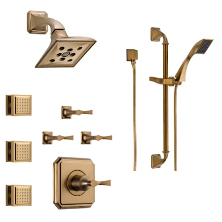 Brizo Sensori Custom Thermostatic Shower System with Showerhead, Volume Controls, Body Sprays, and Hand Shower - Valves Included Brilliance Brushed Bronze